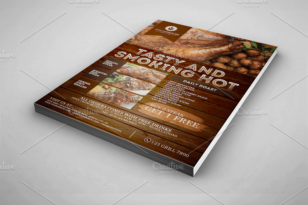 Barbecue Restaurant Flyer, a Flyer Template by PSDPixel (Photo 2 of 5)