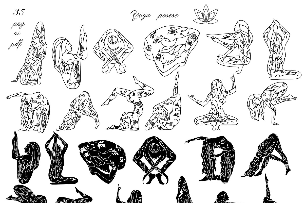 GREEN WITCH YOGA Line Art BUNDLE, a Graphic by ArtOLB (Photo 5 of 13)
