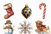 Leopard Print Christmas ClipArt's, an Illustration by Craft Nest (Thumbnail 3 of 6)