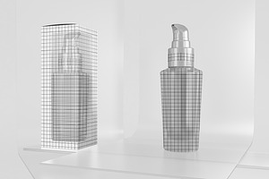 Pump Bottle On Glass Mockup, a Packaging Mockup by Qaleb Studio