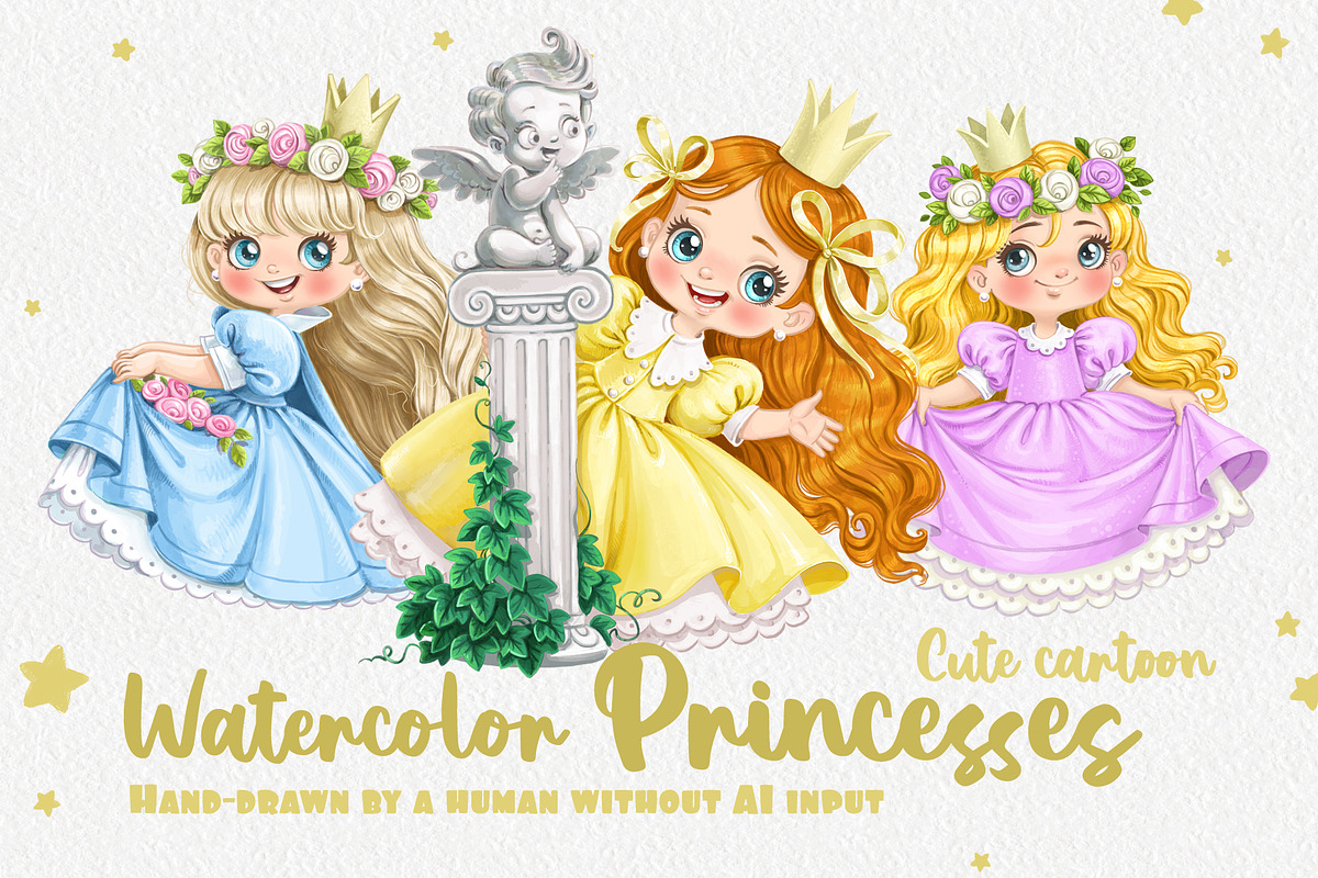 Three watercolor princesses, a Person Illustration by Azuzlikus (Photo 1 of 4)