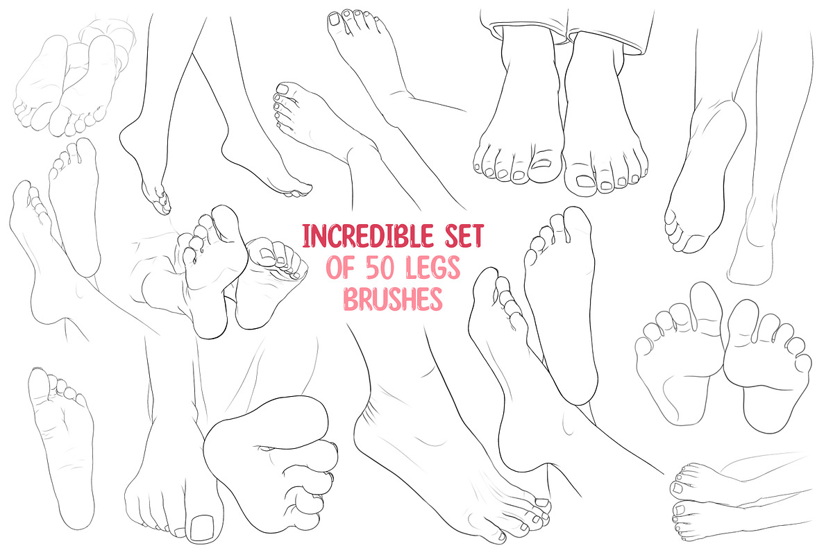 Procreate Legs Feet body pose brush, a Brush Add-On by Revabrush