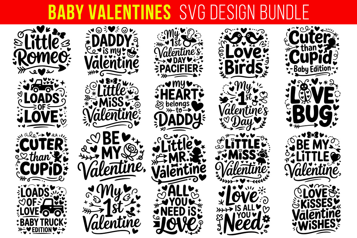 20 Baby Valentine SVG Bundle, an Object Graphic by himelgfx (Photo 1 of 4)