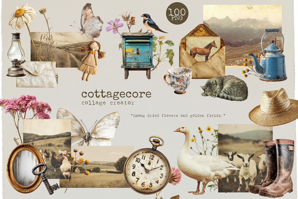 Cottagecore Collage Creator, an Object Graphic by Polli Deeva (Photo 1 of 11)
