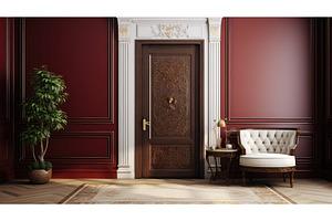 wood livingroom door ai generated, an Architecture Photo by pikepicture