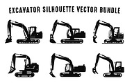 Excavator Silhouettes Clipart Set, a Transportation Illustration by Gfx Expert Team (Thumbnail 3 of 3)