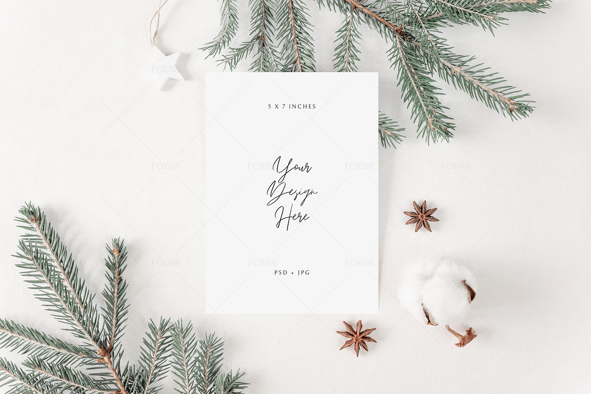 5x7 Christmas Card Mockup, P05, a Product Mockup by FOXIMIDesign (Photo 1 of 6)