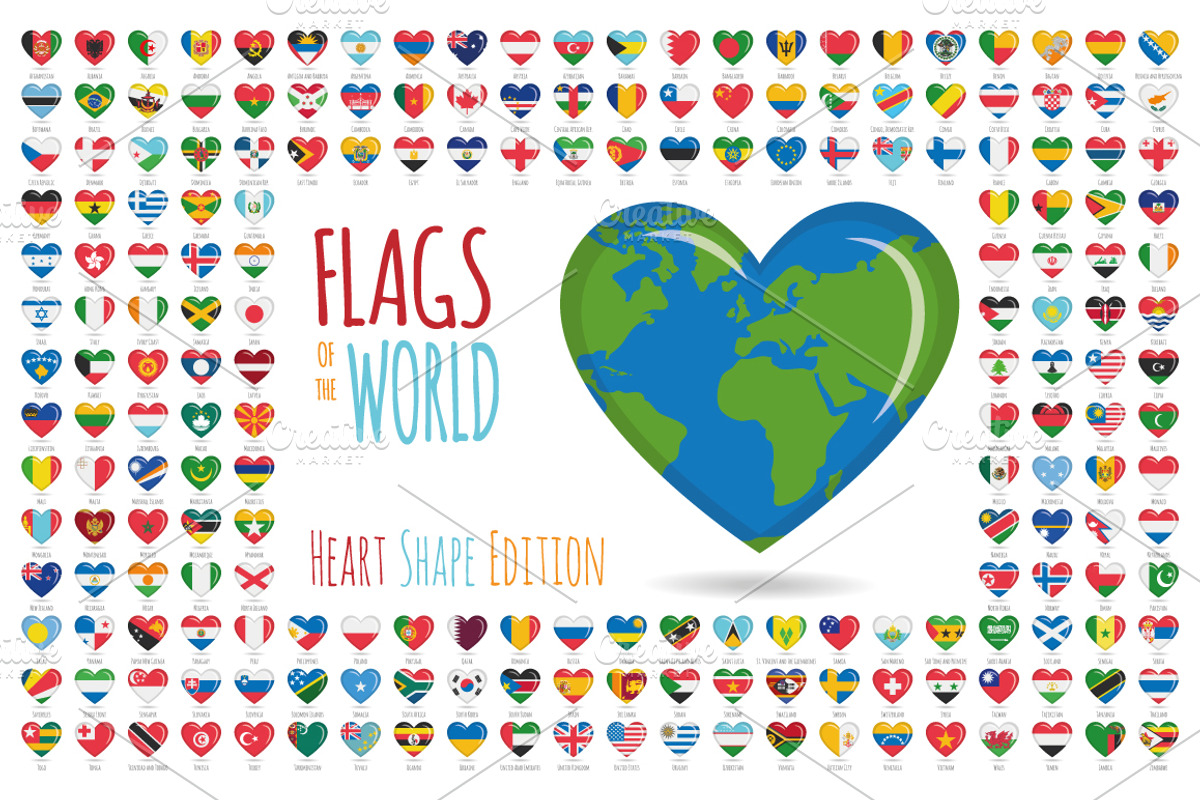 204x Flags of the World Heart Shape, an Illustration by asantosg (Photo 2 of 4)