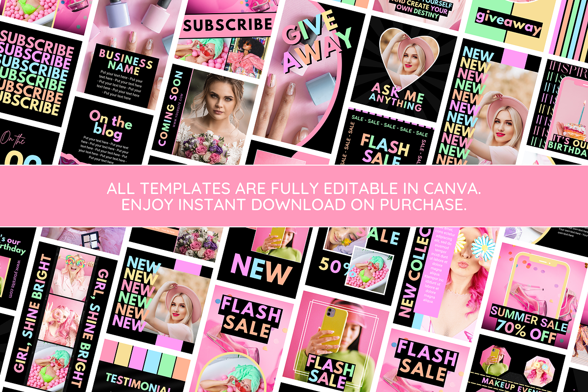 Pastel Neon Instagram Templates, a Social Media Template by SunshineStudioBoutique (Photo 3 of 10)