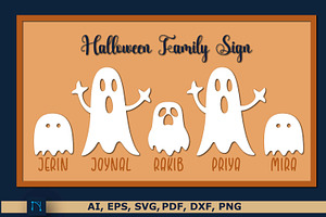 Halloween Ghost Family Sign SVG