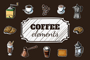Coffee elements, a Food Illustration by graphicsoup (Thumbnail 1 of 5)