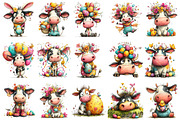 Whimsical Easter Cow Clipart, an Illustration by OK Design (Thumbnail 3 of 6)