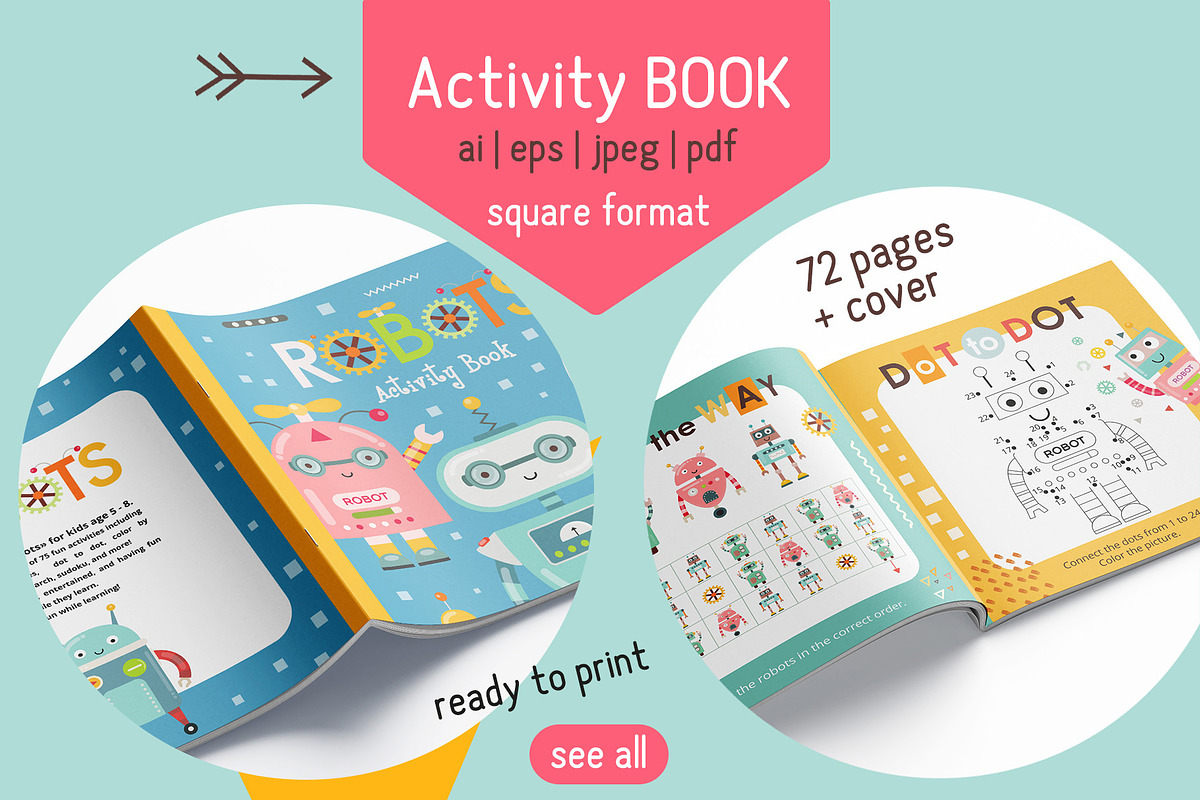Activities for kids Robots pages, an Education Illustration by Nursery Art (Photo 7 of 8)