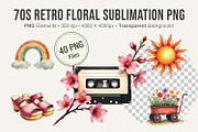 70s Retro Floral Sublimation PNG, an Illustration by Artnoy (Thumbnail 1 of 8)