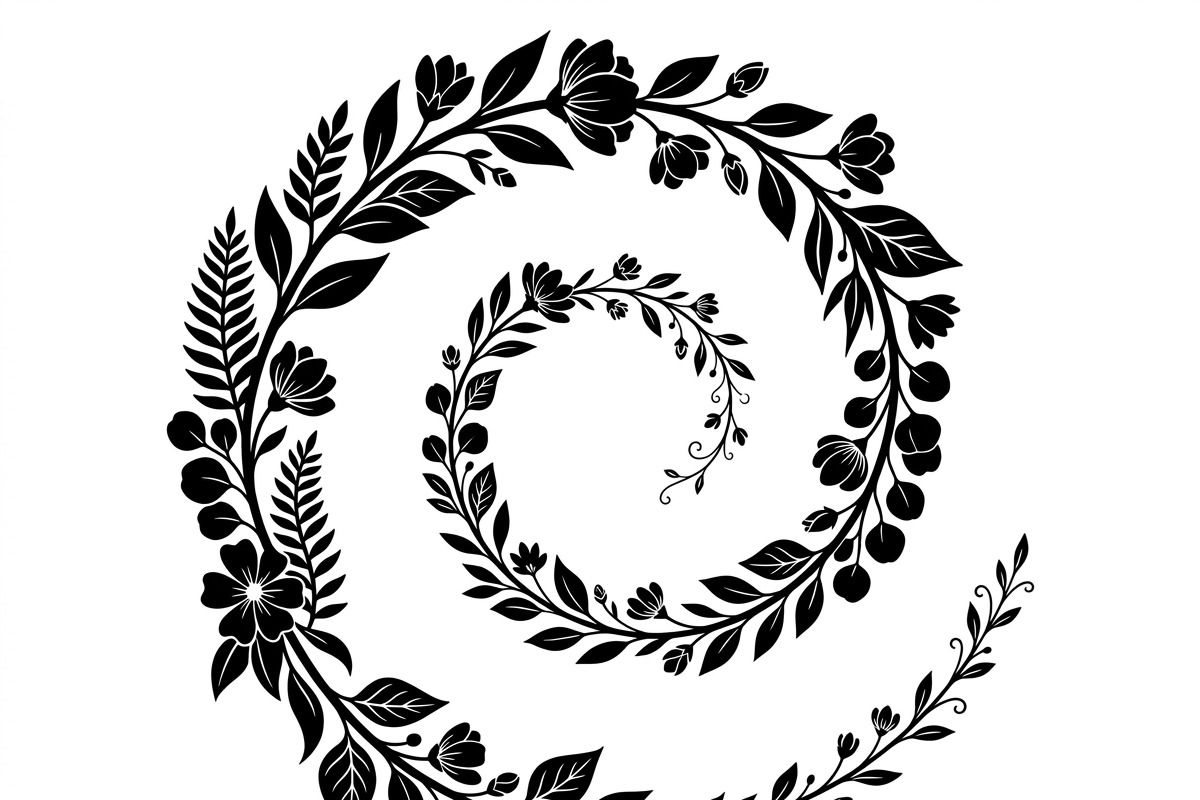 50 Elegant Floral Leaf Spiral Frame, a Decorative Illustration by Amazin_art (Photo 34 of 39)