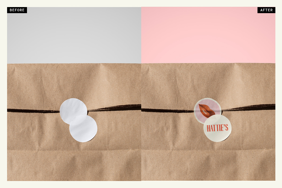 Paper Bag with Sticker Mockup, a Packaging Mockup by mockstar (Photo 2 of 8)