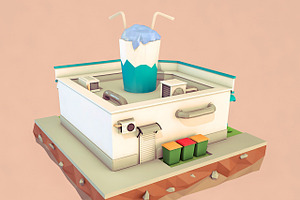 Low Poly Cocktail Cafe