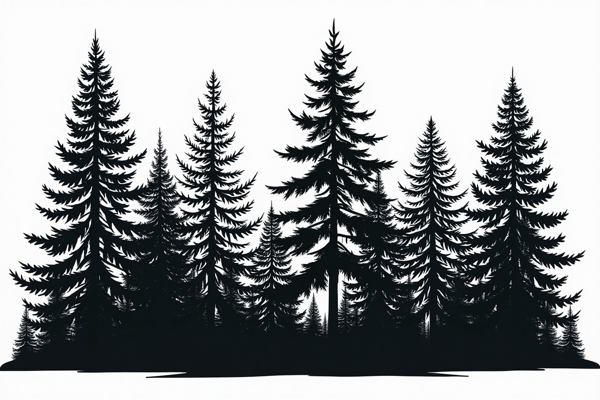 Majestic pine trees silhouette, an Illustration by Amazin_art (Photo 7 of 11)