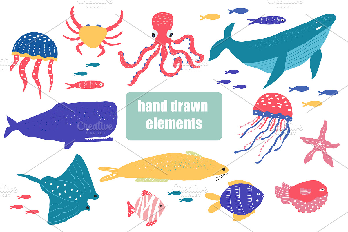 Underwater world. Hand drawn set, an Animal Illustration by UTM Studio (Photo 4 of 5)