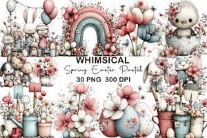 Whimsical Spring Easter Pastel Clipa, an Illustration by CraftArtStudio