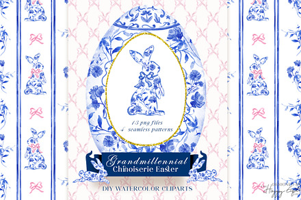 Chinoiserie Easter illustrations, an Illustration by TheHappyGiftArt