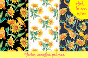 Watercolor sunflower patterns, an Illustration by Elizaveta (Thumbnail 2 of 5)