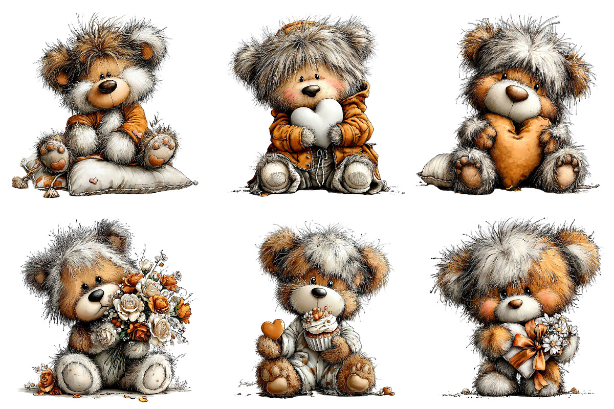 Whimsical Bear Valentine's Clipart, an Illustration by Dream Creation (Photo 5 of 6)