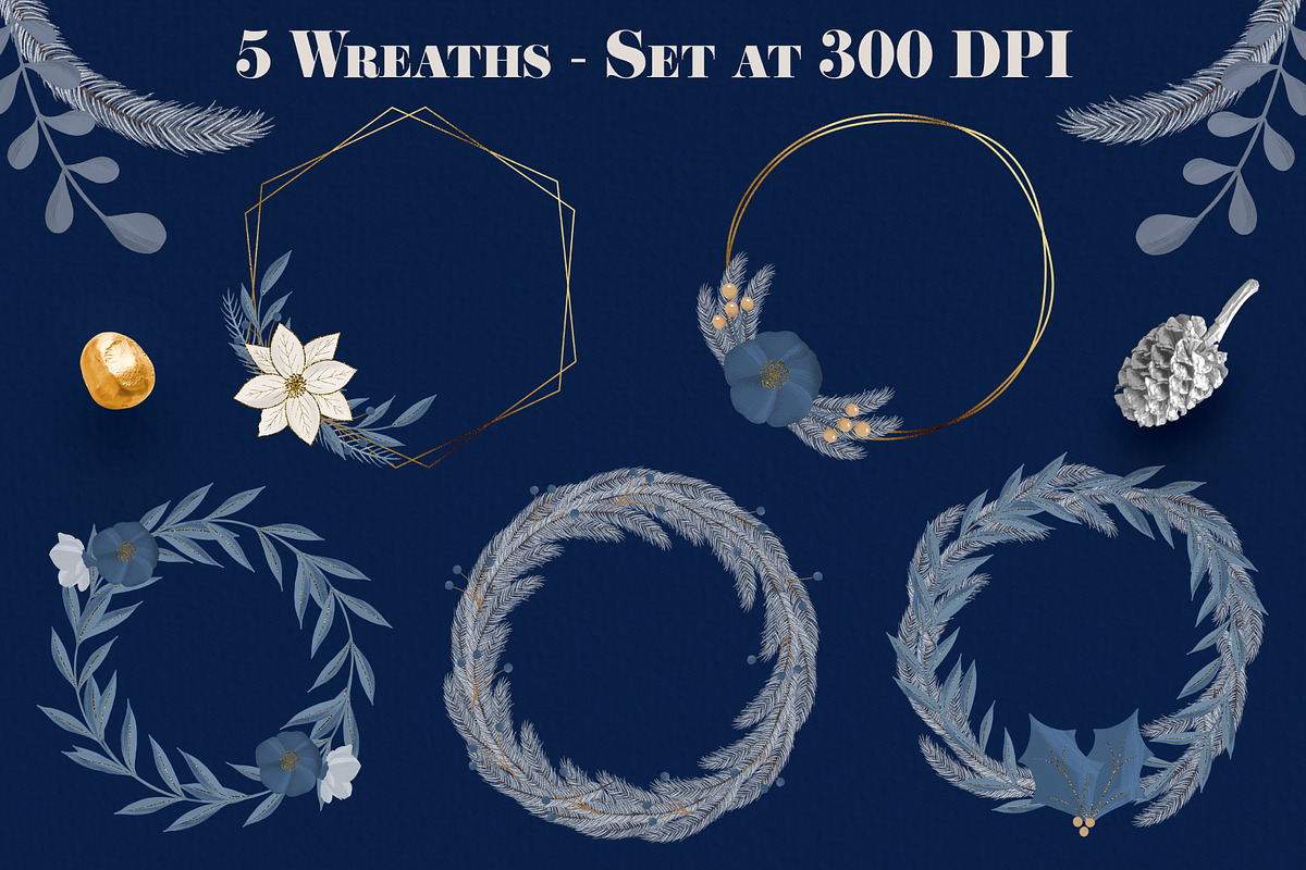 Blue & Gold Christmas Clipart, an Animal Illustration by The Audacious Brush (Photo 10 of 16)