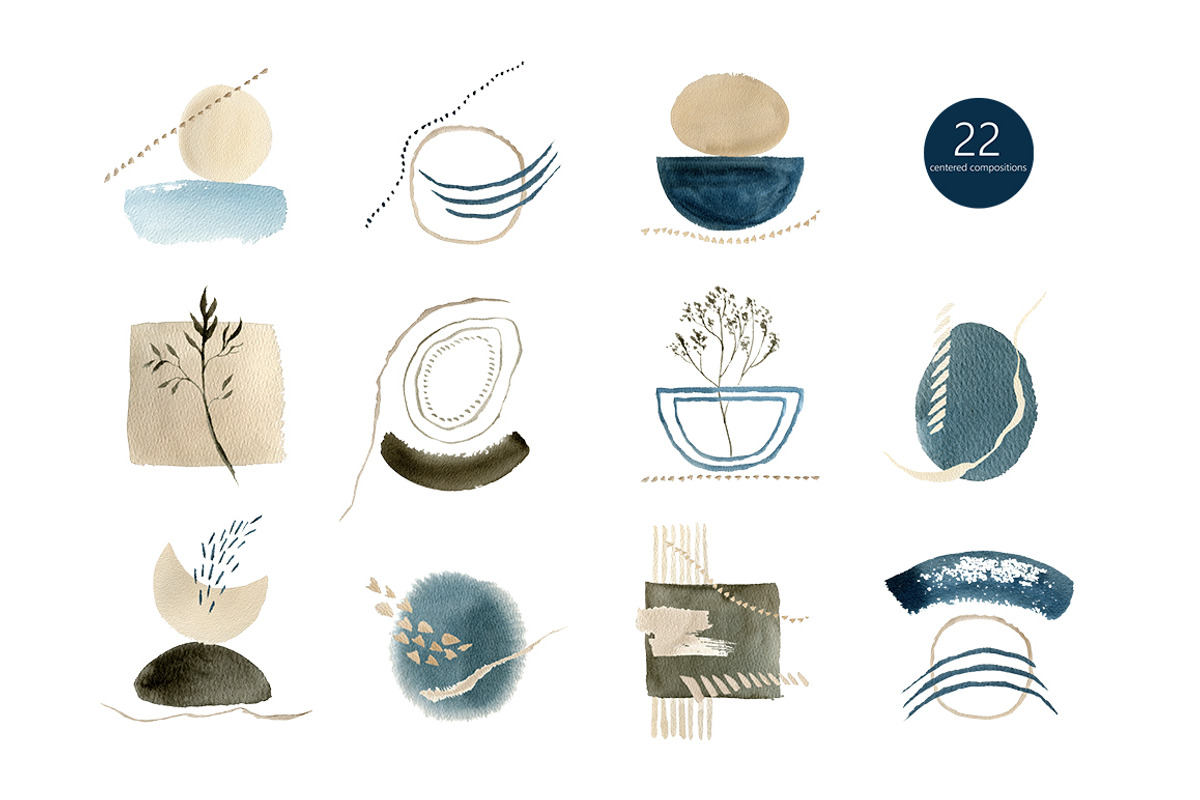 Japandi - abstract watercolor set, a Texture Graphic by KatsiarynaKa (Photo 7 of 19)