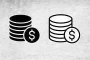 Flat Glyph Outline Dollar Coin Stack, an Outline Icon by Artonix (Thumbnail 2 of 2)