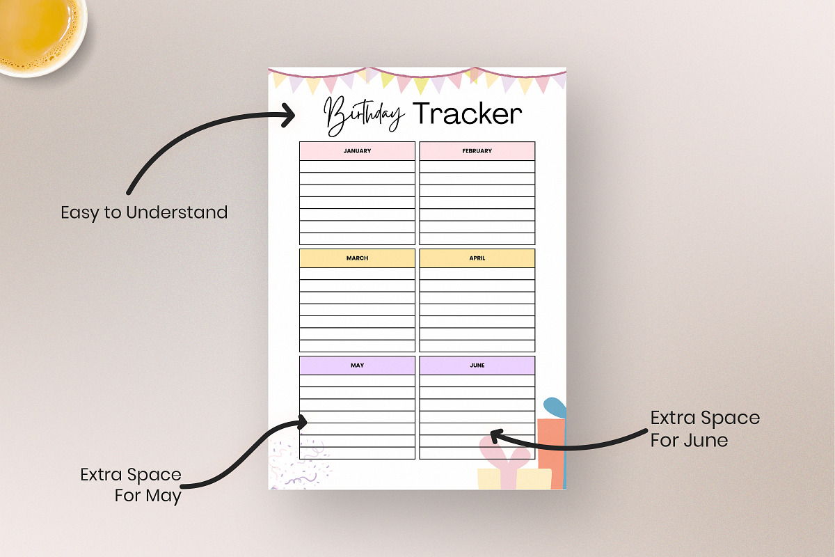 Editable Birthday Tracker | Creative Market