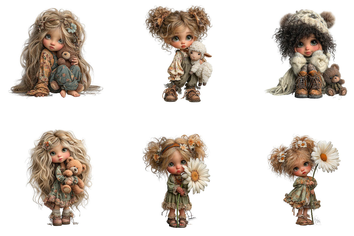 Cute Cartoon Girl Clipart T-Shirt, a Seasonal Illustration by CreationArt (Photo 4 of 5)