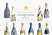 Champagne Charm -Watercolor clipart, a Decorative Illustration by ThaismotaCreativeCo (Thumbnail 1 of 6)