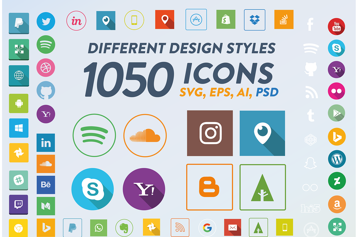 1050 Social Media Icons, a Social Media Template by RobertvanHaaren (Photo 1 of 8)