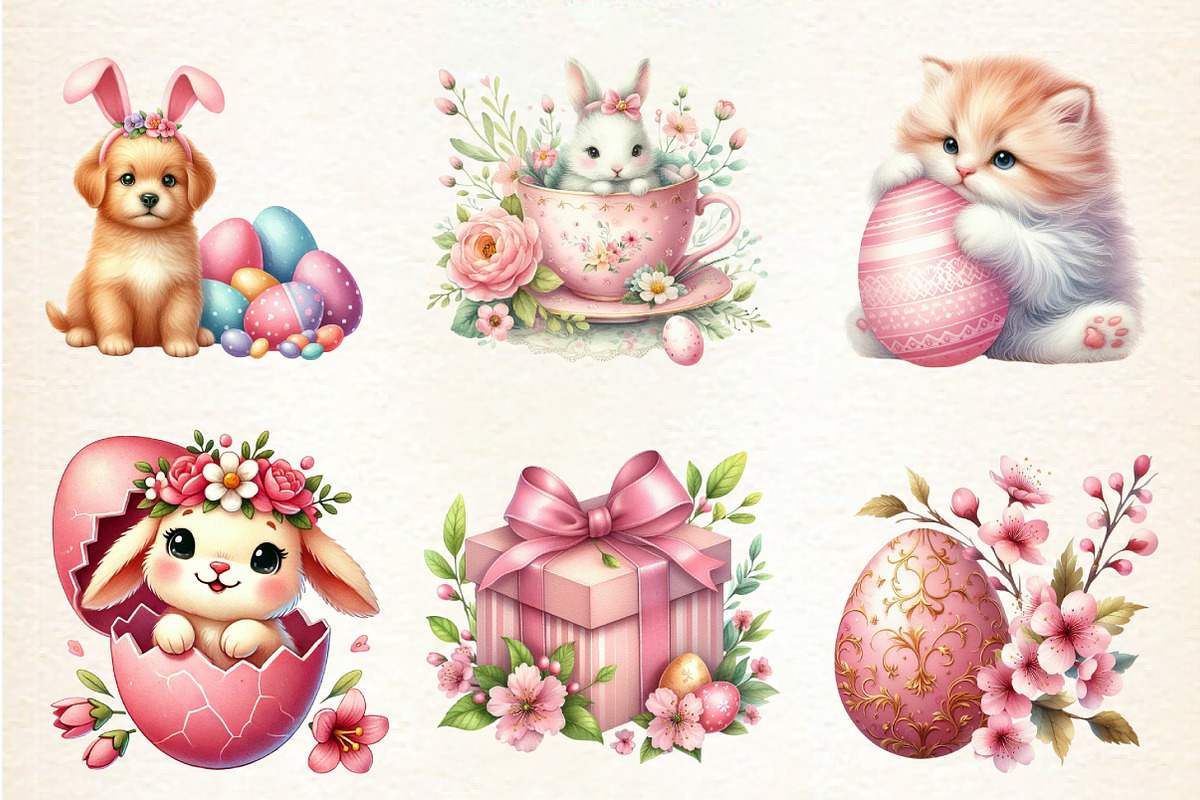 Cute Pink Easter Day Sublimation, an Illustration by DreamArtGraphic (Photo 2 of 4)