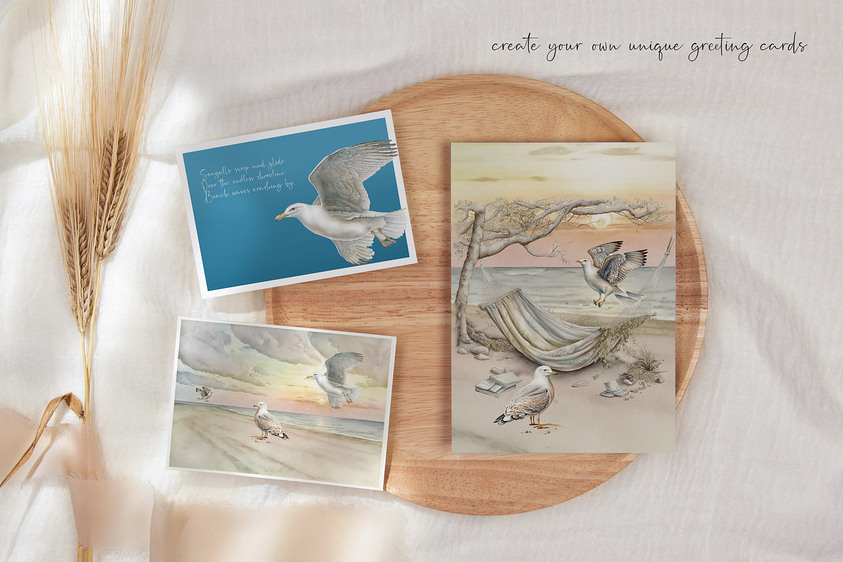 Vintage Beach Postcard with Seagulls, an Animal Illustration by Dazzling Art Boutique (Photo 4 of 8)