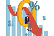 Zero interest rate decline. Falling, a Finance Illustration by YummyBuum (Thumbnail 2 of 3)
