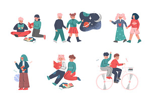 Happy Kids with Friends Playing and, a Person Illustration by TopVectors