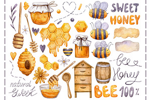 Watercolor Honey Bee Collection