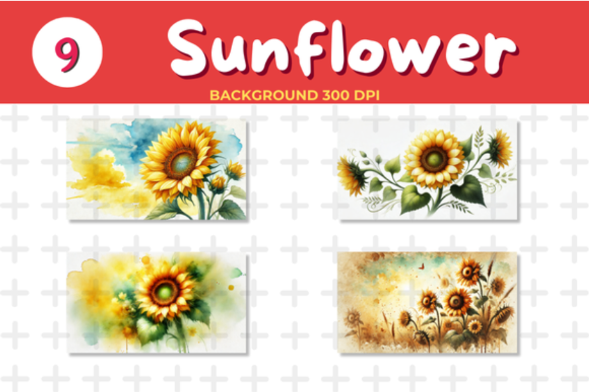 Sunflower Watercolor Background, a Background Graphic by John_Walker (Photo 2 of 4)