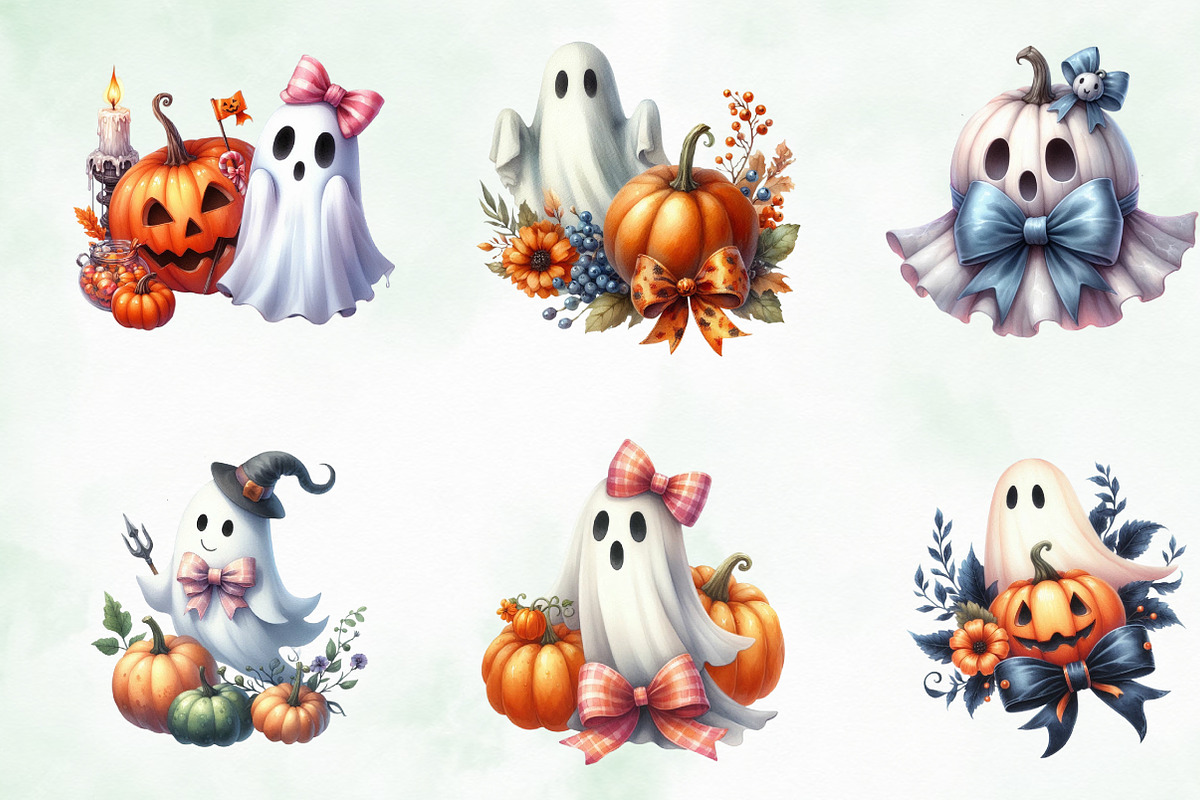 Halloween Ghost Pumpkin Coquette Bow, an Illustration by Creative Art (Photo 4 of 5)