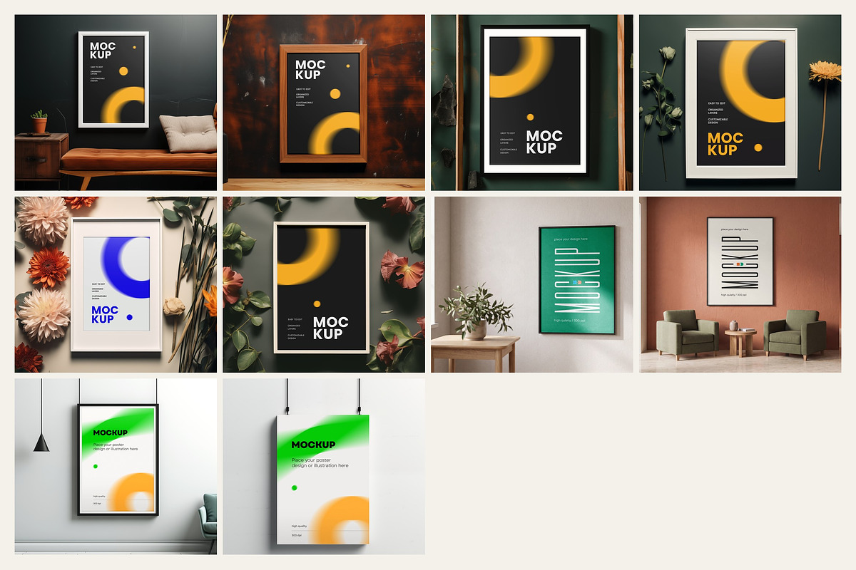 Framed Poster Interior Mockups, a Household Mockup by dpi (Photo 12 of 12)