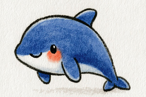 Cute blue dolphin doodle illustration, an Animal Photo by José Manuel Gelpi