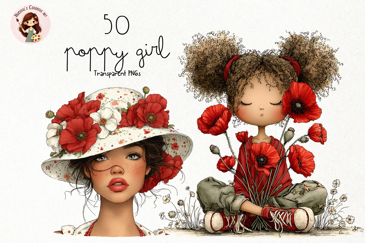 Poppy Girl PNG Clipart Watercolor, a Person Illustration by Nicolle's Colorful Art (Photo 1 of 3)