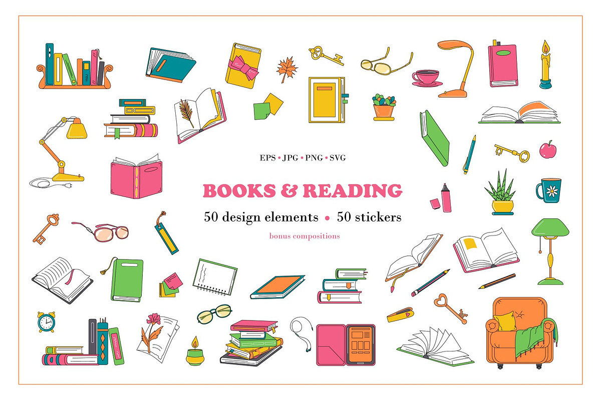 Books & Reading - Elements, Stickers, an Object Illustration by Verachana Dreams (Photo 1 of 11)