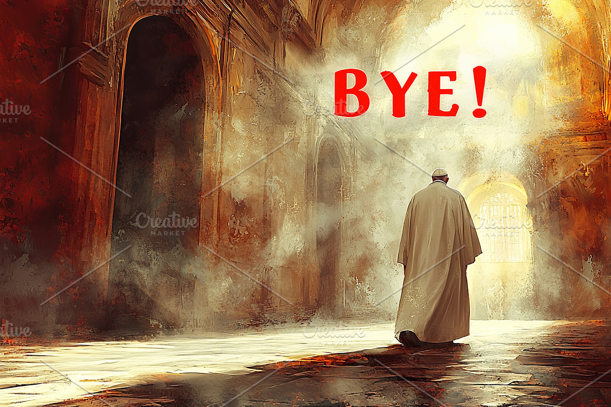 Spiritual goodbye moment in a majestic atmospheric church setting, an Illustration by AS photostudio