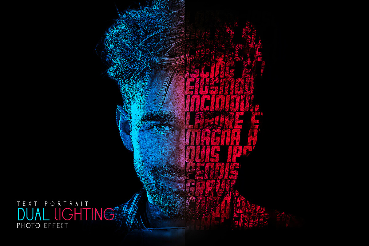 Text Portrait Photoshop Effect FX v1, a Brushes & More by INTENTFX (Photo 2 of 10)