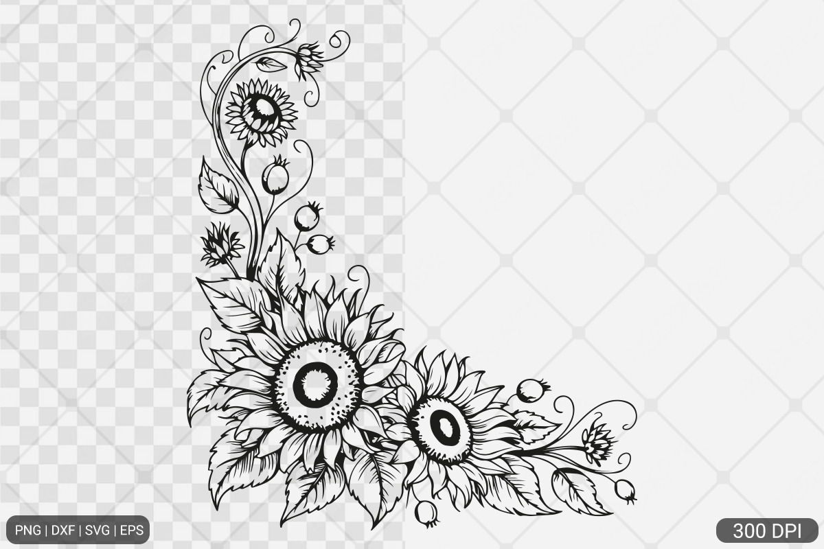 Sunflower Frame SVG PNG Bundle, an Illustration by Actual Pixel (Photo 6 of 23)