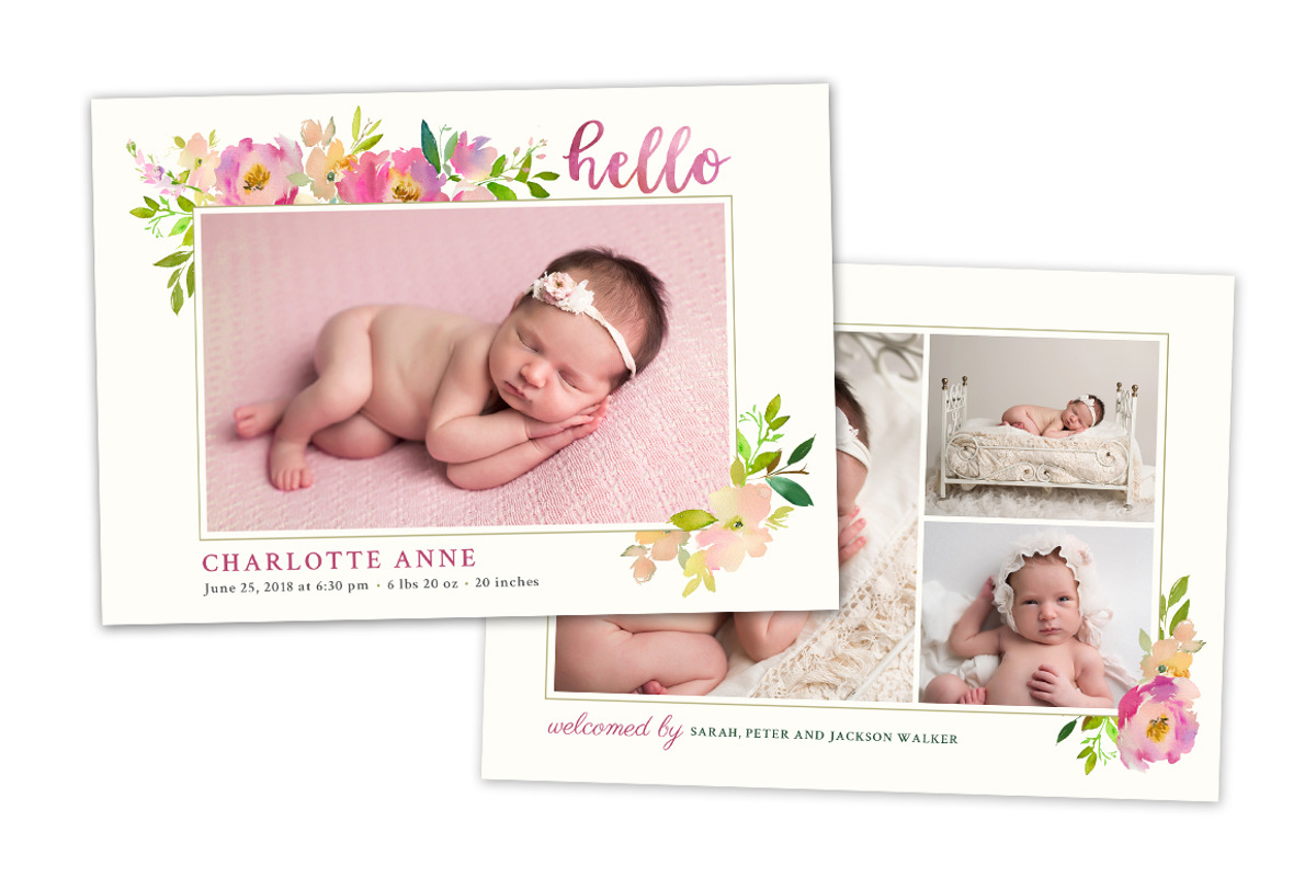 Birth Announcement Card Template, a Card Template by OtoStudio