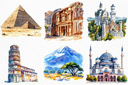 Watercolor Popular Landmarks Clipart, an Illustration by Craft Nest (Thumbnail 2 of 5)